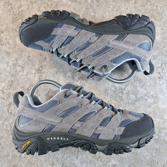 Merrell Moab 2 Grey Leather Hiking Shoes Womens 10 W / Mens 8.5 Boot J06014W New - Picture 3 of 10